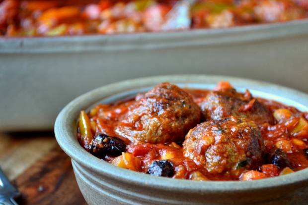 Spiced Moroccan Beef Meat Balls With Roasted Red Peppers & Homemade Flat Bread - by Philippe Wavrin