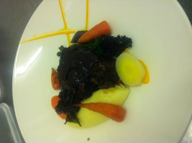 Braised Ox Cheek, heritage carrots, cepe mushroom jus