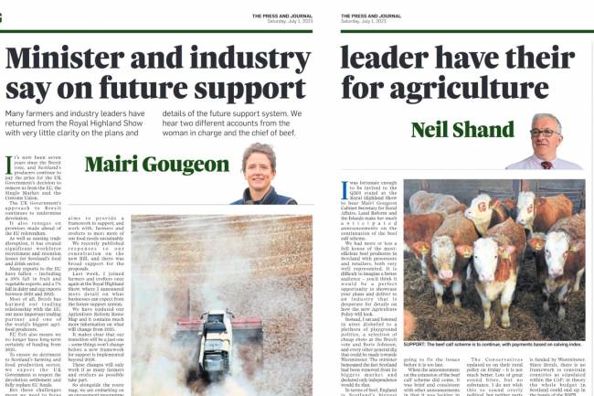 Neil Shand has his say on the future of agriculture - Press Release in the Press & Journal